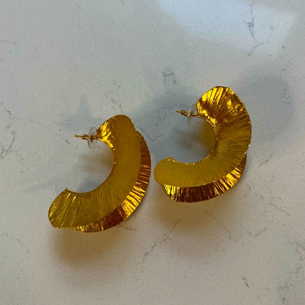 Statement Gold Sculptural Hoop Earrings